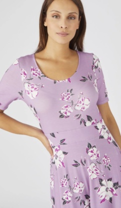 Damart Lilac Floral Print Comfort Stretch Dress